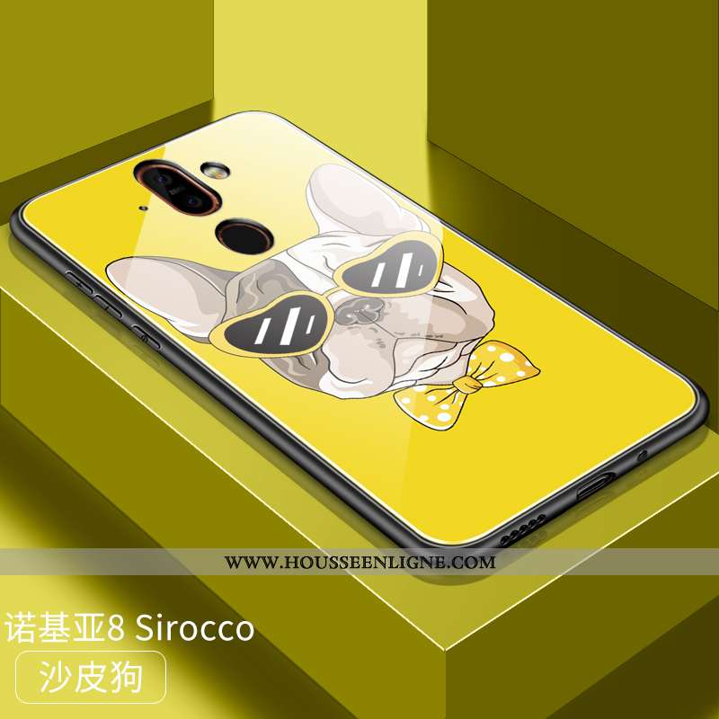 Coque Nokia 8 Sirocco Personnalité Dessin Animé Difficile Protection Incassable Verre Étui Rouge