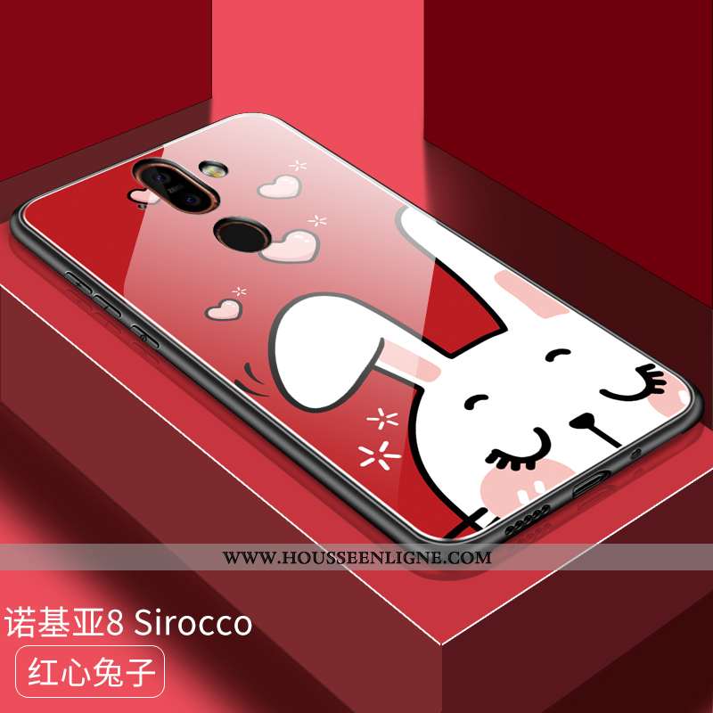 Coque Nokia 8 Sirocco Personnalité Dessin Animé Difficile Protection Incassable Verre Étui Rouge