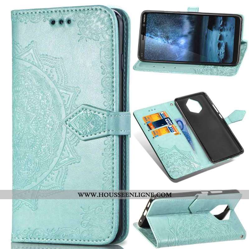 Coque Nokia 9 Pureview Gaufrage Cuir Étui Couleur Unie Ornements Suspendus Housse Noir