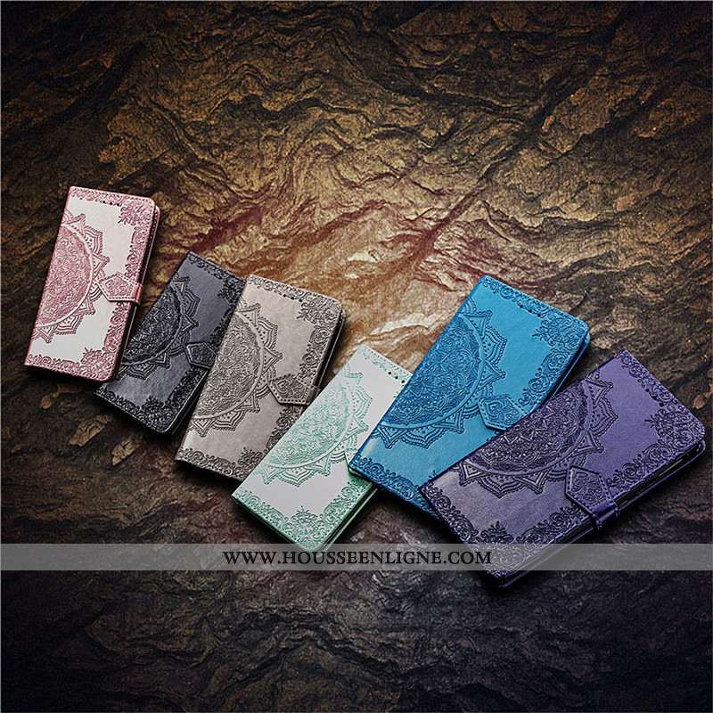 Coque Nokia 9 Pureview Gaufrage Cuir Étui Couleur Unie Ornements Suspendus Housse Noir