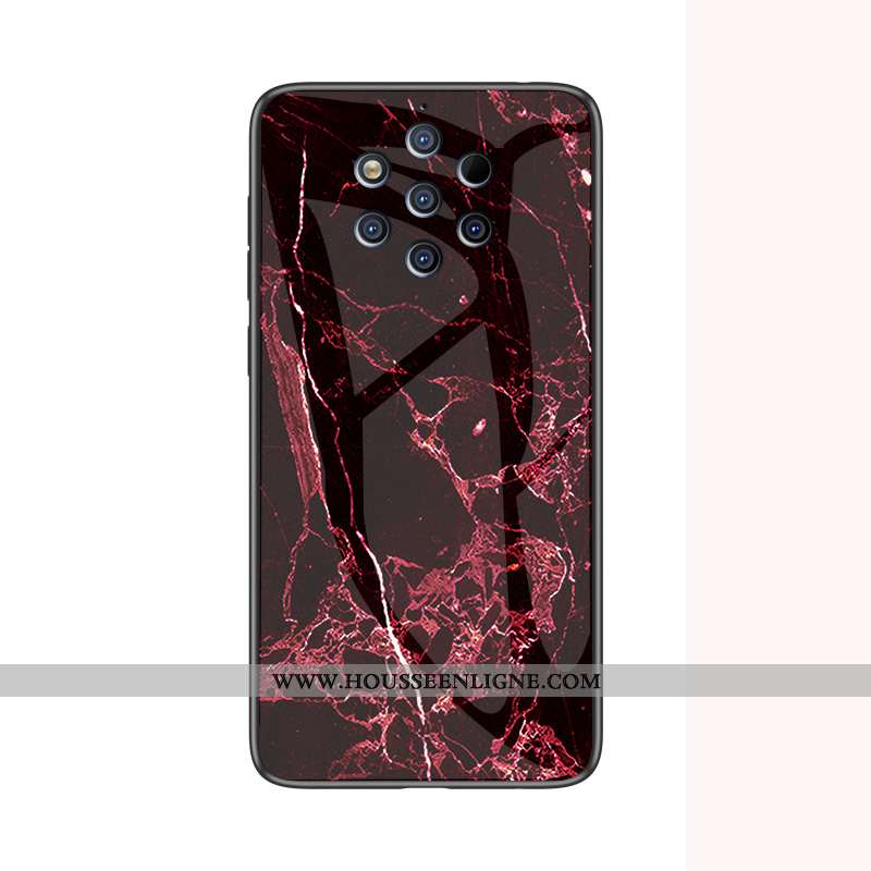 Coque Nokia 9 Pureview Verre Personnalité Modèle Fleurie Incassable Étui Grand Vert Verte