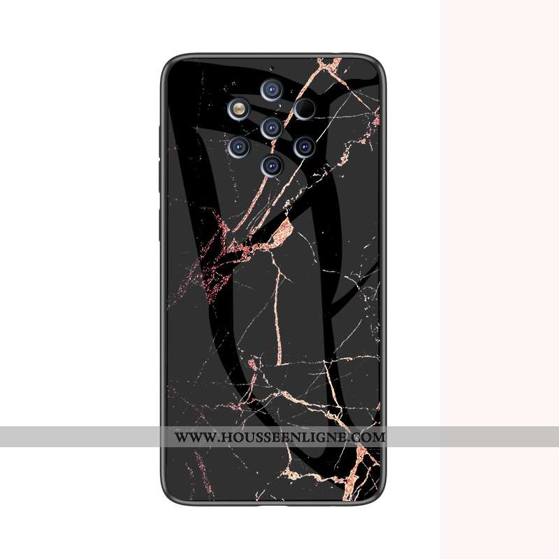 Coque Nokia 9 Pureview Verre Personnalité Modèle Fleurie Incassable Étui Grand Vert Verte