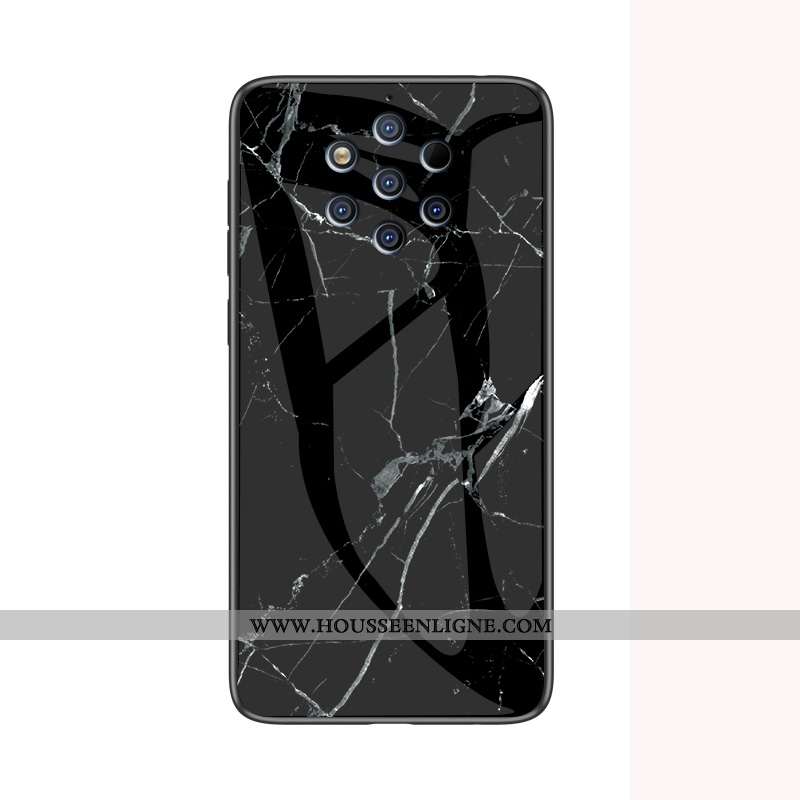 Coque Nokia 9 Pureview Verre Personnalité Modèle Fleurie Incassable Étui Grand Vert Verte