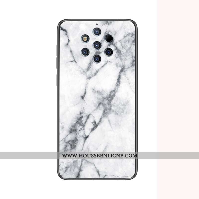 Coque Nokia 9 Pureview Verre Personnalité Modèle Fleurie Incassable Étui Grand Vert Verte