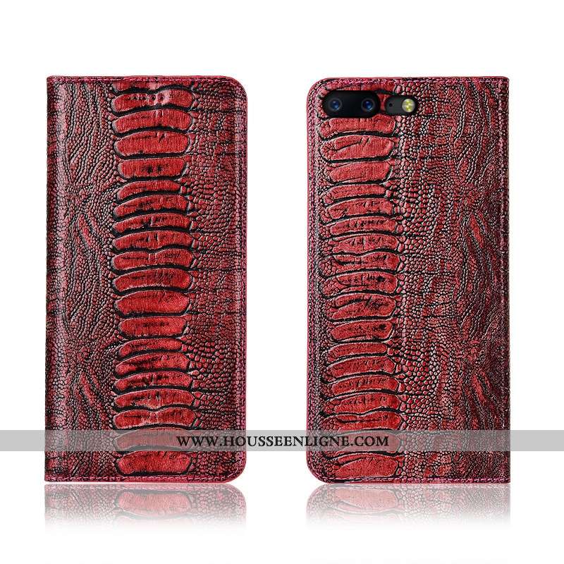 Coque Oneplus 5 Cuir Véritable Cuir Incassable Protection Noir Clamshell Silicone