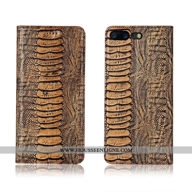 Coque Oneplus 5 Cuir Véritable Cuir Incassable Protection Noir Clamshell Silicone