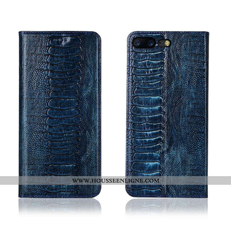 Coque Oneplus 5 Cuir Véritable Cuir Incassable Protection Noir Clamshell Silicone