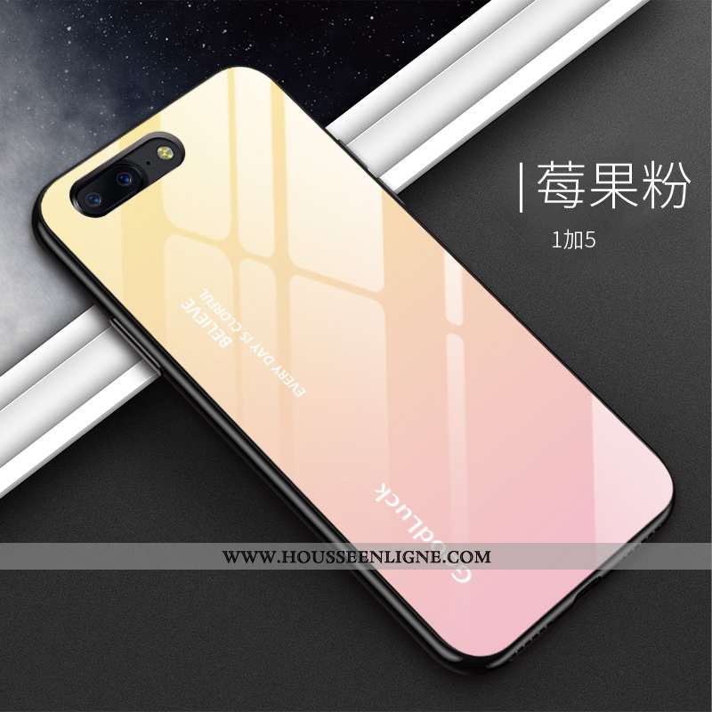 Coque Oneplus 5 Protection Verre Difficile Incassable Simple Rose