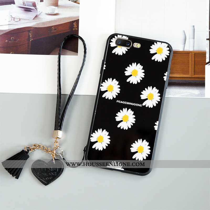 Coque Oneplus 5 Verre Tendance Vent Simple Protection Étui Noir