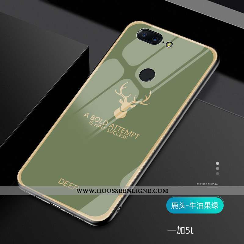 Coque Oneplus 5t Créatif Tendance Téléphone Portable Rouge Verre Vert Net Rouge