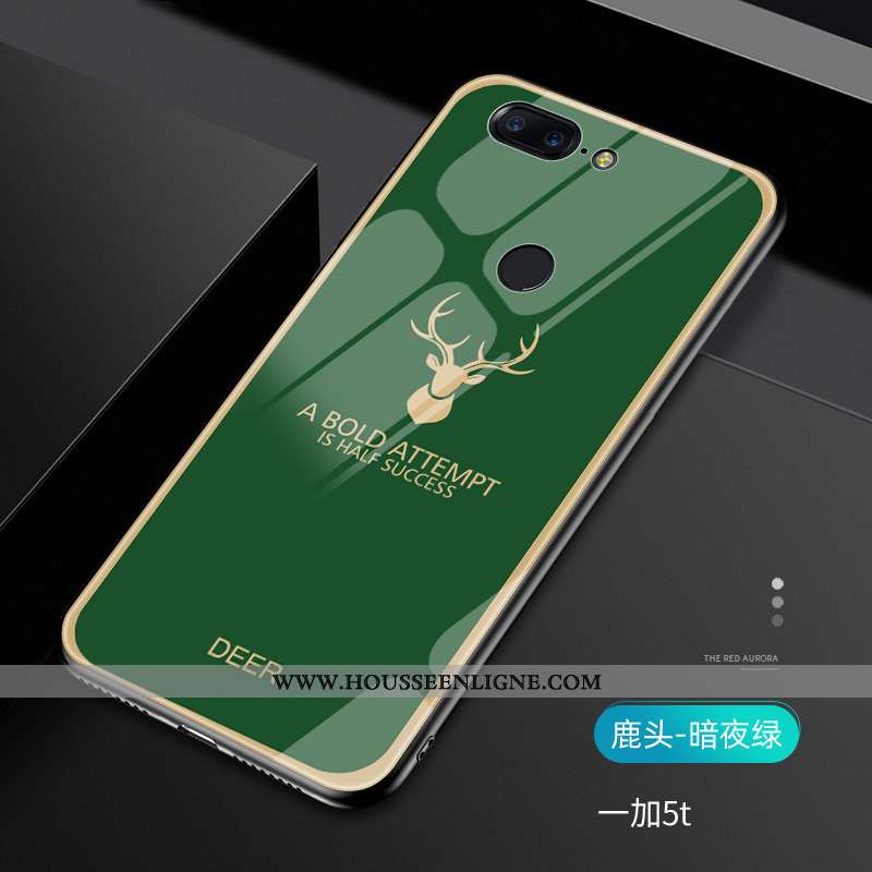 Coque Oneplus 5t Créatif Tendance Téléphone Portable Rouge Verre Vert Net Rouge