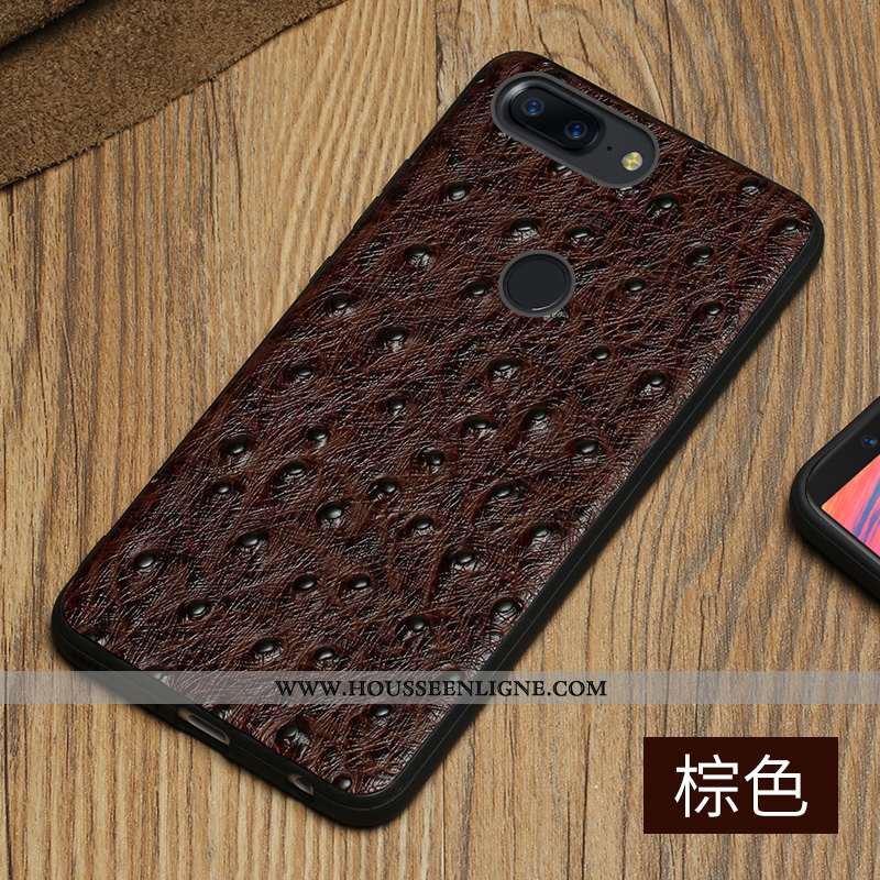 Coque Oneplus 5t Personnalité Créatif Cuir Tendance Qualité Luxe Business Marron