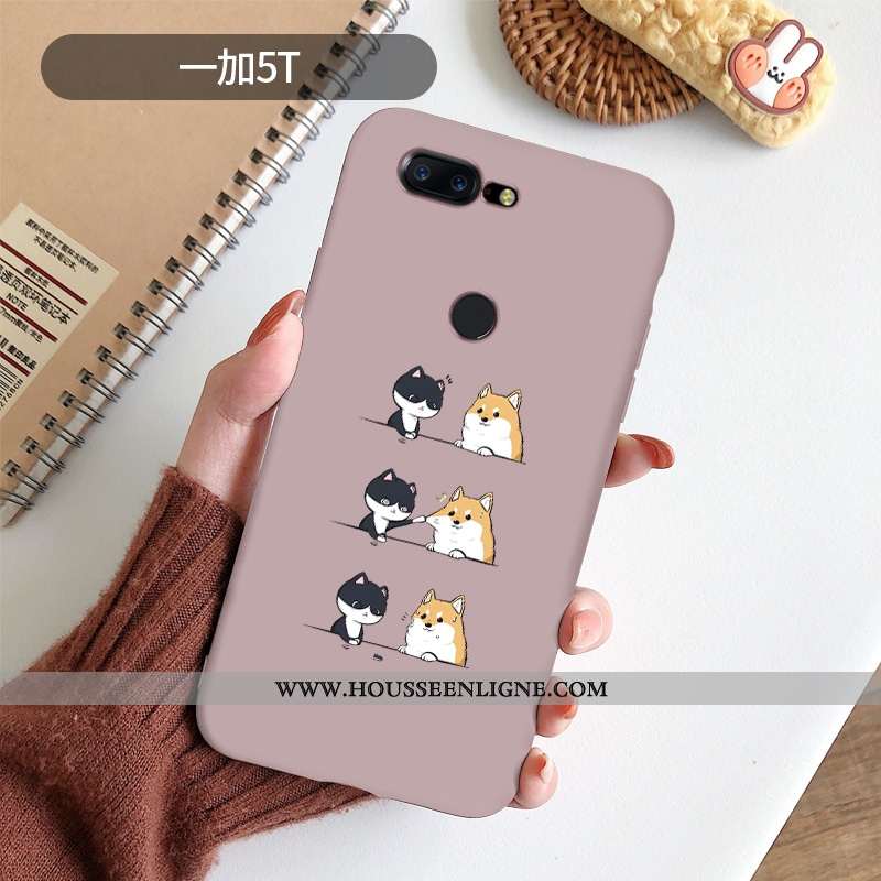 Coque Oneplus 5t Silicone Protection Amoureux Rose Dessin Animé Téléphone Portable