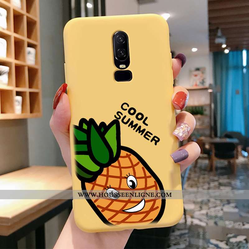 Coque Oneplus 6 Créatif Dessin Animé Téléphone Portable Légère Charmant Fluide Doux Net Rouge Jaune