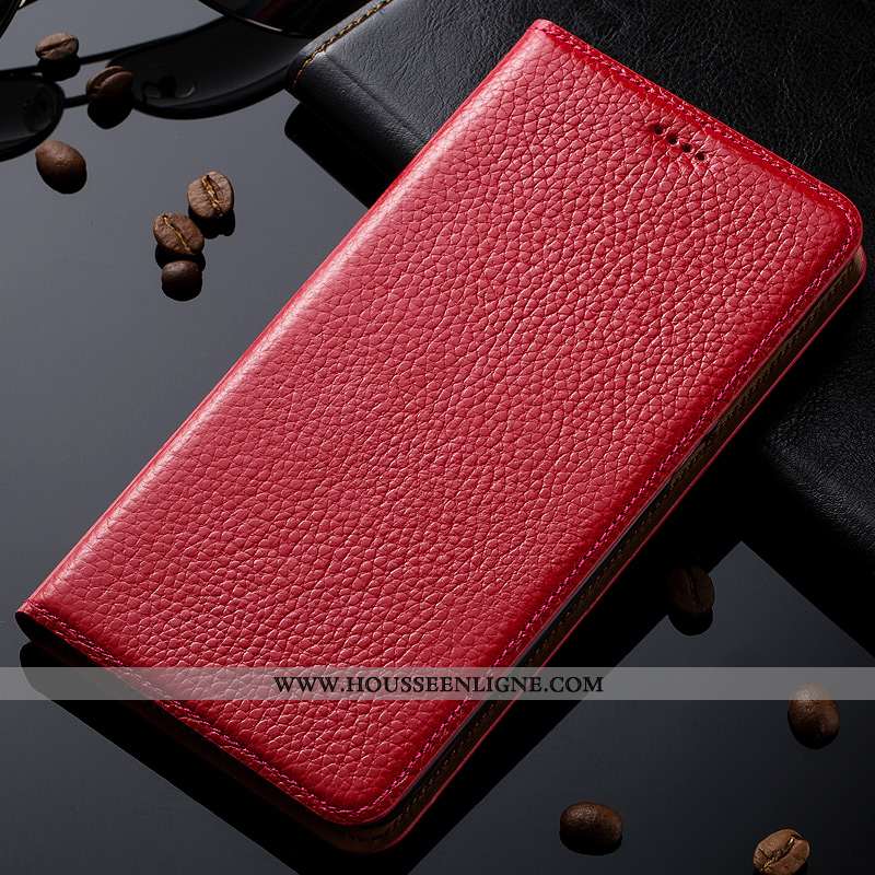 Coque Oneplus 6 Cuir Modèle Fleurie Rouge Étui Housse Protection Véritable