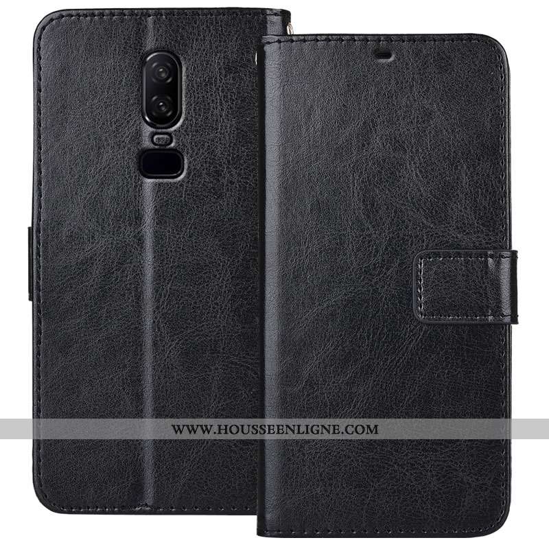 Coque Oneplus 6 Cuir Protection Tout Compris Rouge Portefeuille Étui Rose