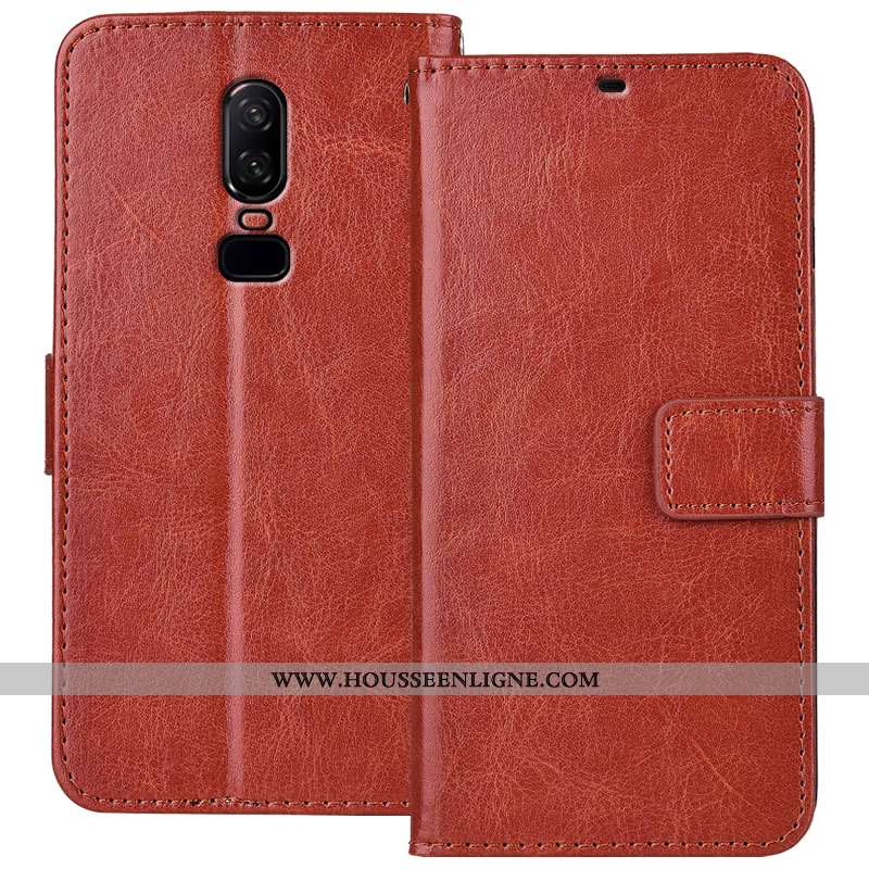 Coque Oneplus 6 Cuir Protection Tout Compris Rouge Portefeuille Étui Rose