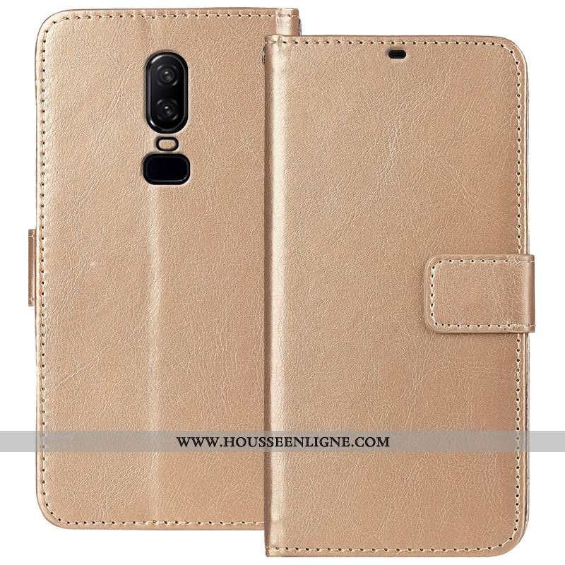 Coque Oneplus 6 Cuir Protection Tout Compris Rouge Portefeuille Étui Rose