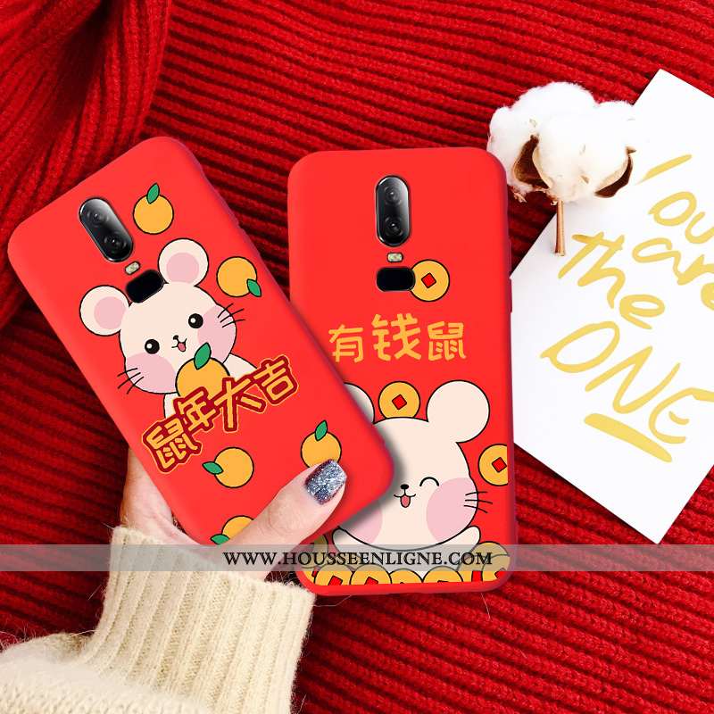 Coque Oneplus 6 Légère Fluide Doux Silicone Tout Compris Amoureux Charmant Rouge