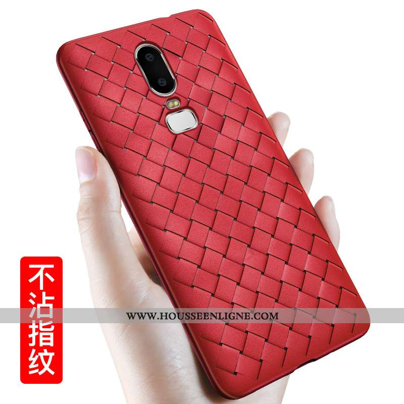 Coque Oneplus 6 Légère Modèle Fleurie Tissage Téléphone Portable Délavé En Daim Silicone Tendance Ro