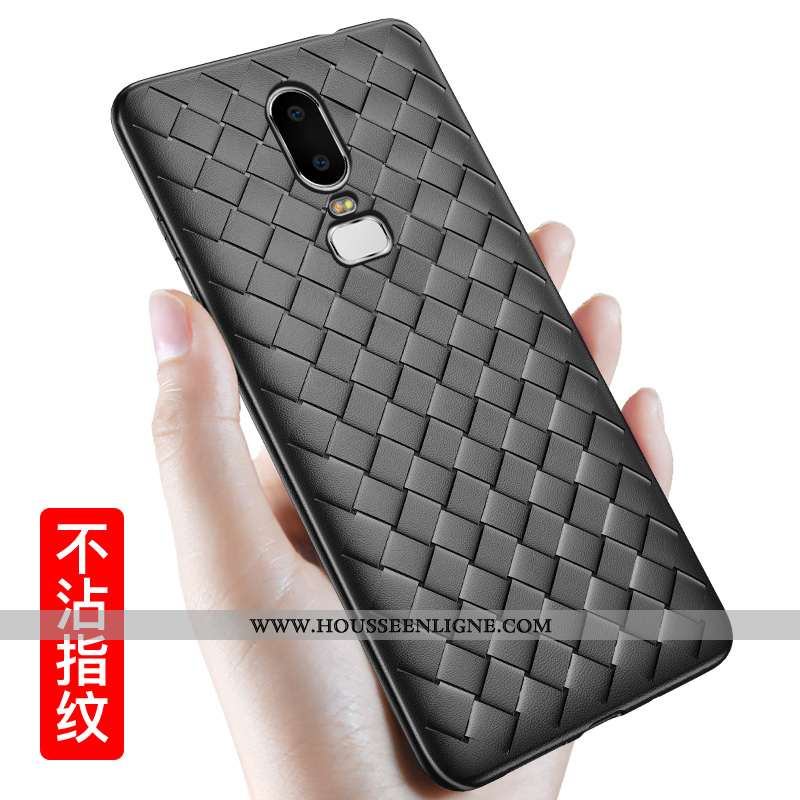 Coque Oneplus 6 Légère Modèle Fleurie Tissage Téléphone Portable Délavé En Daim Silicone Tendance Ro