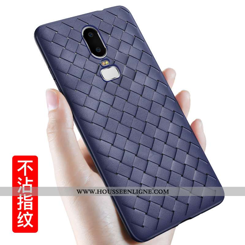 Coque Oneplus 6 Légère Modèle Fleurie Tissage Téléphone Portable Délavé En Daim Silicone Tendance Ro
