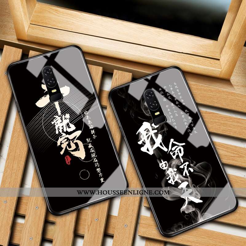 Coque Oneplus 6 Mode Protection Style Chinois Noir Étui Tendance