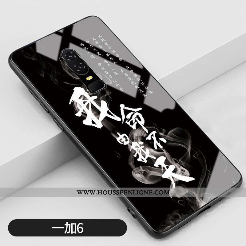 Coque Oneplus 6 Mode Protection Style Chinois Noir Étui Tendance