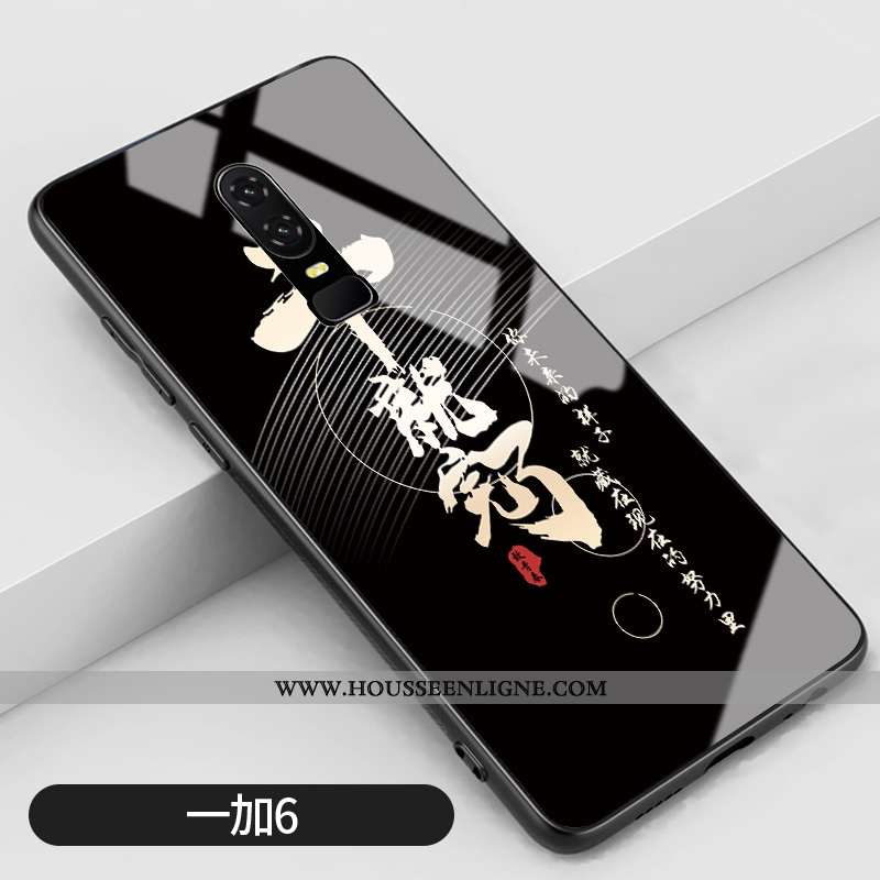 Coque Oneplus 6 Mode Protection Style Chinois Noir Étui Tendance