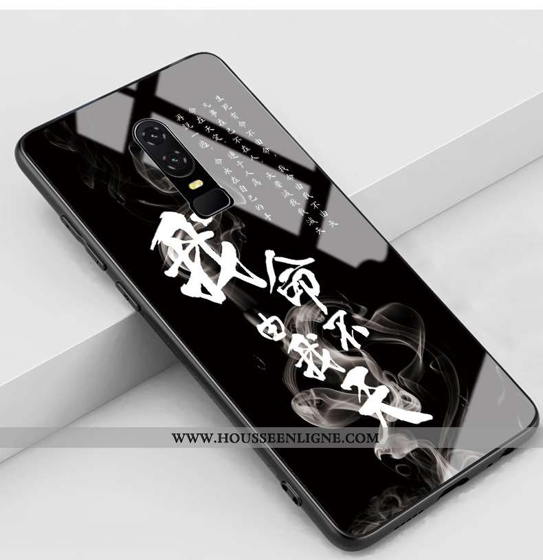 Coque Oneplus 6 Mode Protection Style Chinois Noir Étui Tendance