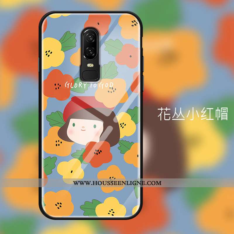 Coque Oneplus 6 Protection Verre Tendance Téléphone Portable Multicolore Petit Coloré