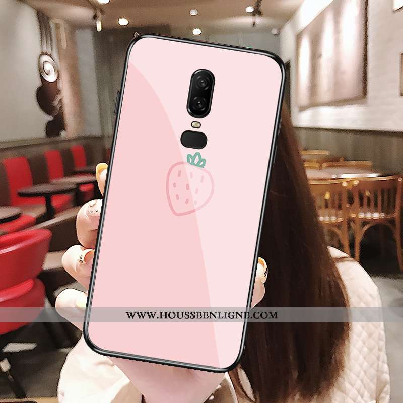 Coque Oneplus 6 Verre Délavé En Daim Étui Bleu Téléphone Portable Petit