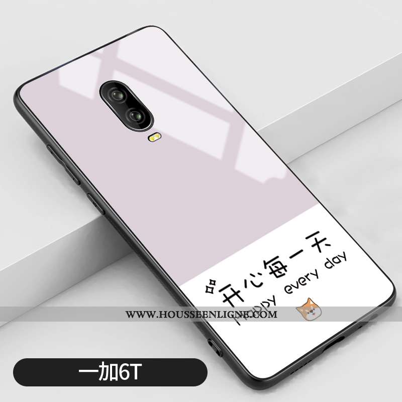 Coque Oneplus 6t Créatif Tendance Art Verre Incassable Protection Violet