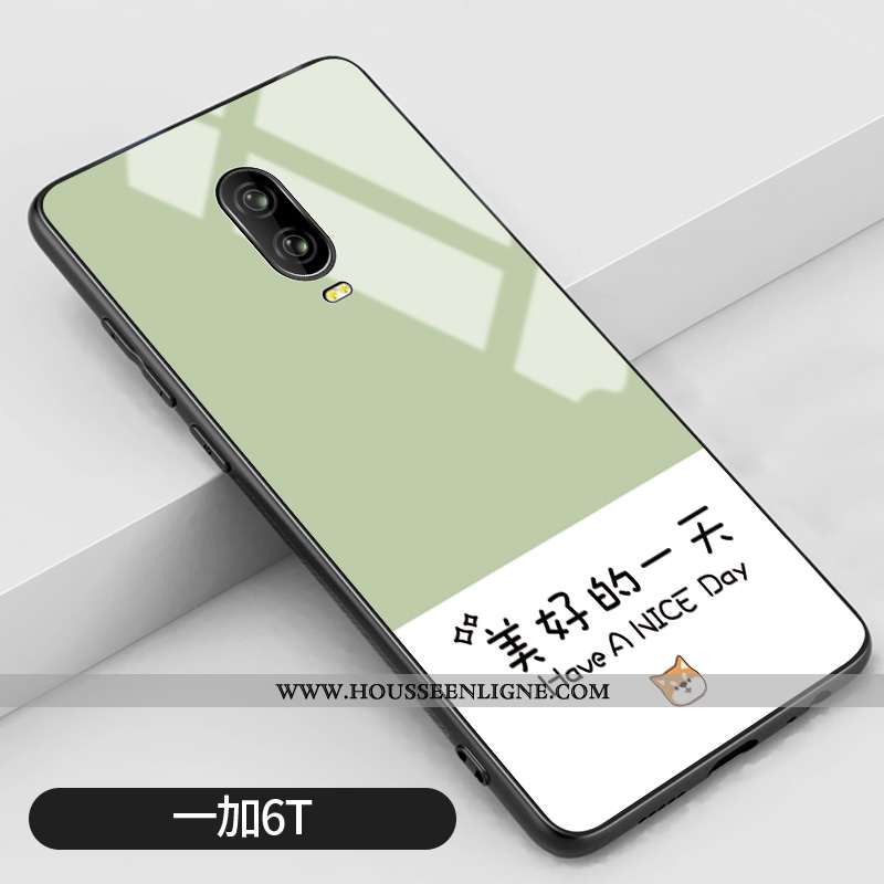 Coque Oneplus 6t Créatif Tendance Art Verre Incassable Protection Violet