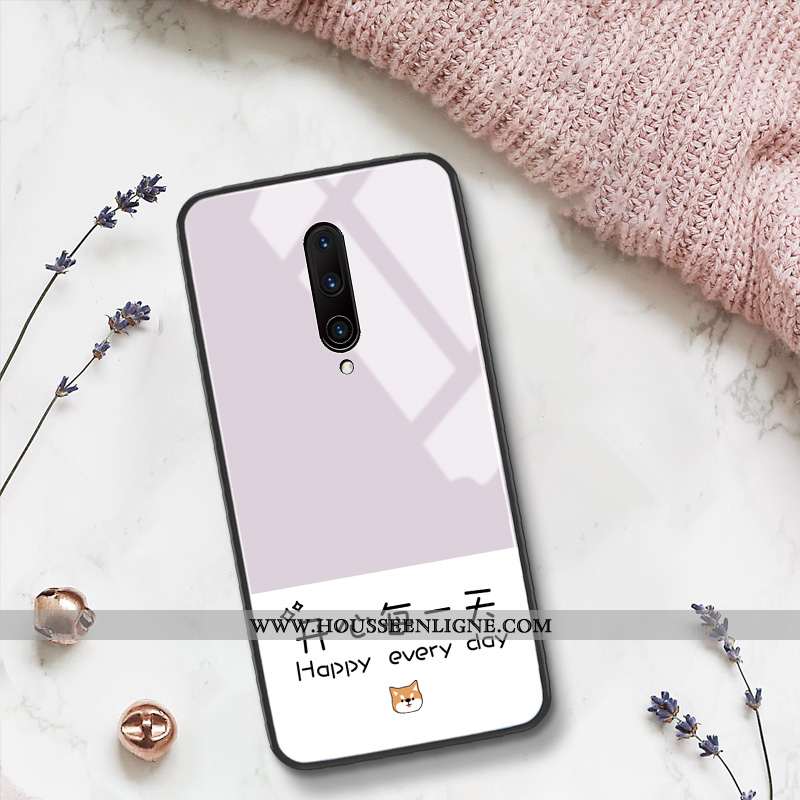 Coque Oneplus 6t Créatif Tendance Art Verre Incassable Protection Violet