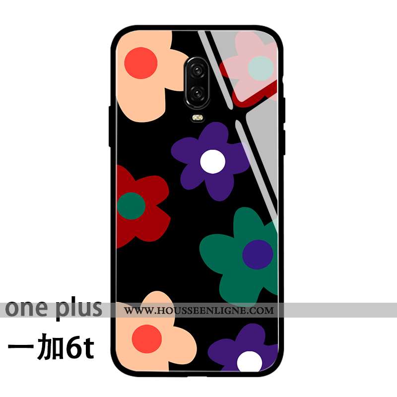 Coque Oneplus 6t Créatif Tendance Téléphone Portable Nouveau Fleurs Bleu Fluide Doux