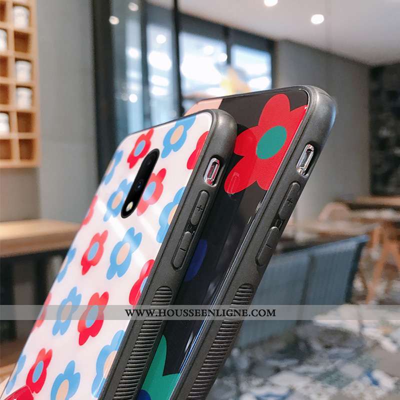 Coque Oneplus 6t Créatif Tendance Téléphone Portable Nouveau Fleurs Bleu Fluide Doux