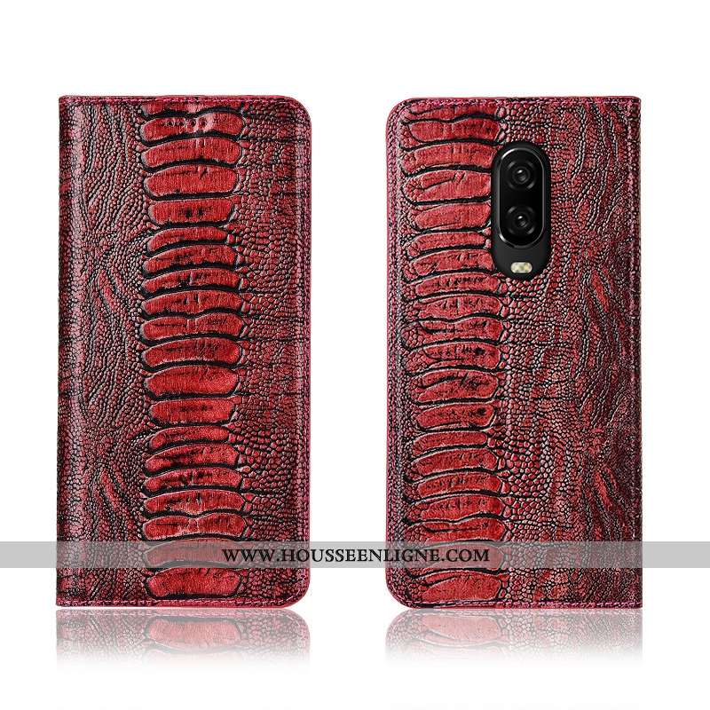 Coque Oneplus 6t Cuir Fluide Doux Nouveau Tout Compris Rouge Étui
