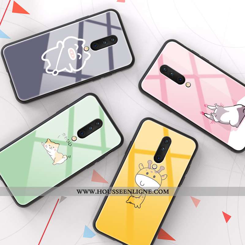 Coque Oneplus 6t Dessin Animé Fluide Doux Miroir Silicone Étui Protection Verre Turquoise