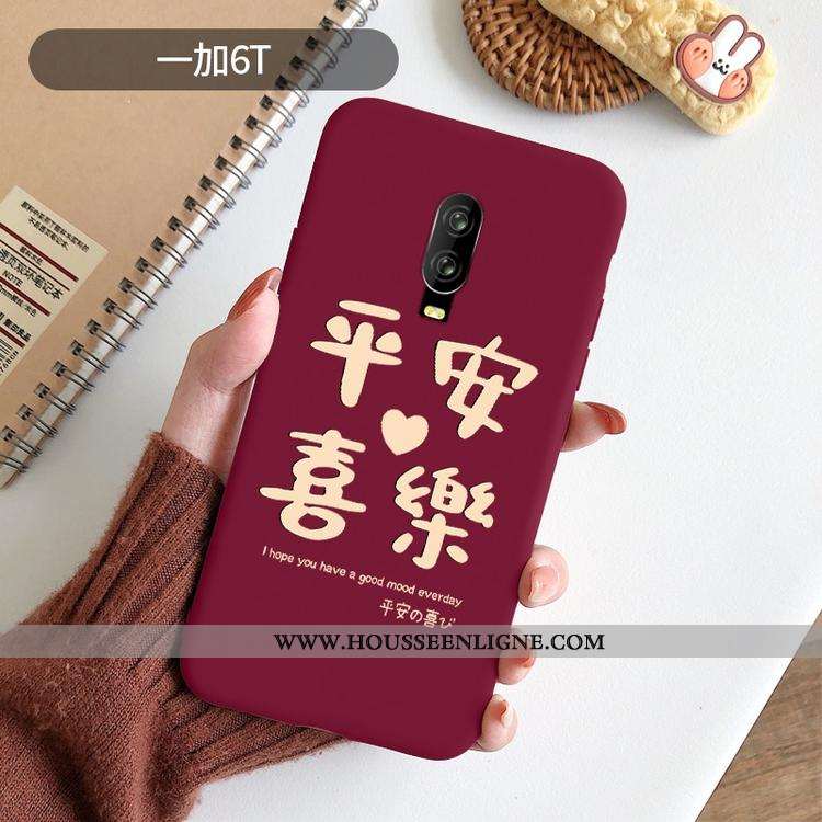 Coque Oneplus 6t Légère Fluide Doux Net Rouge Rouge Téléphone Portable Protection Créatif