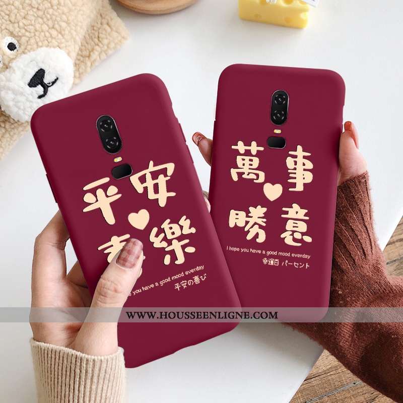 Coque Oneplus 6t Légère Fluide Doux Net Rouge Rouge Téléphone Portable Protection Créatif