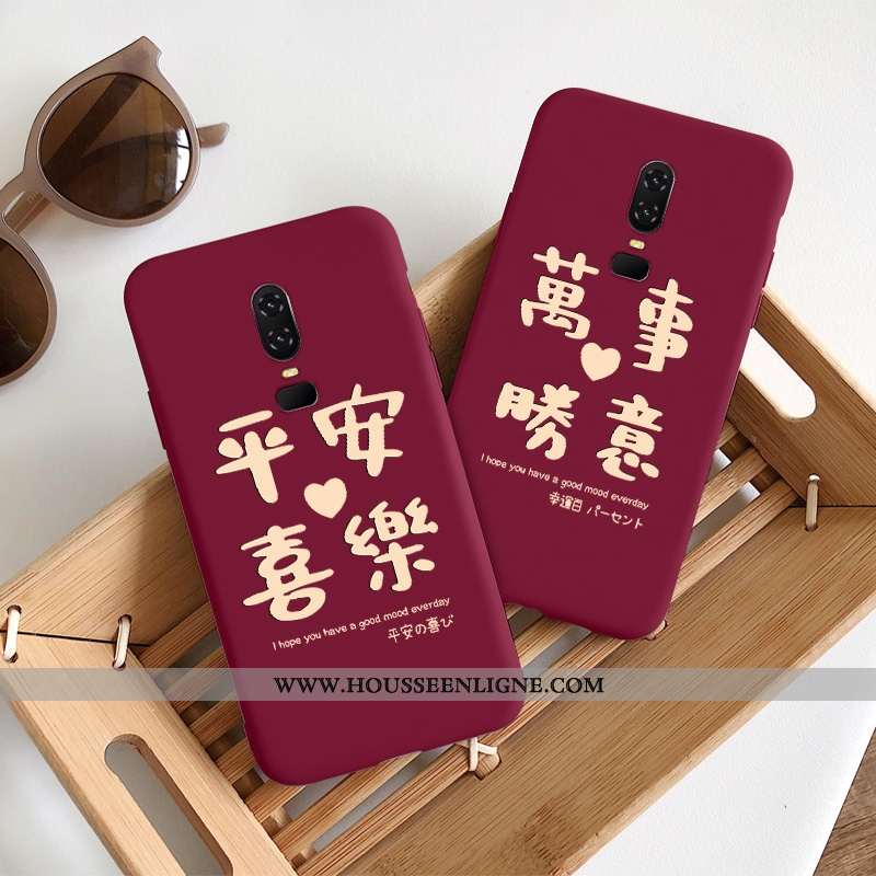 Coque Oneplus 6t Légère Fluide Doux Net Rouge Rouge Téléphone Portable Protection Créatif