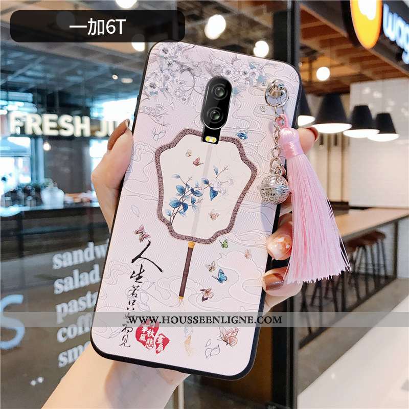 Coque Oneplus 6t Légère Fluide Doux Tout Compris Net Rouge Protection À Franges Téléphone Portable R