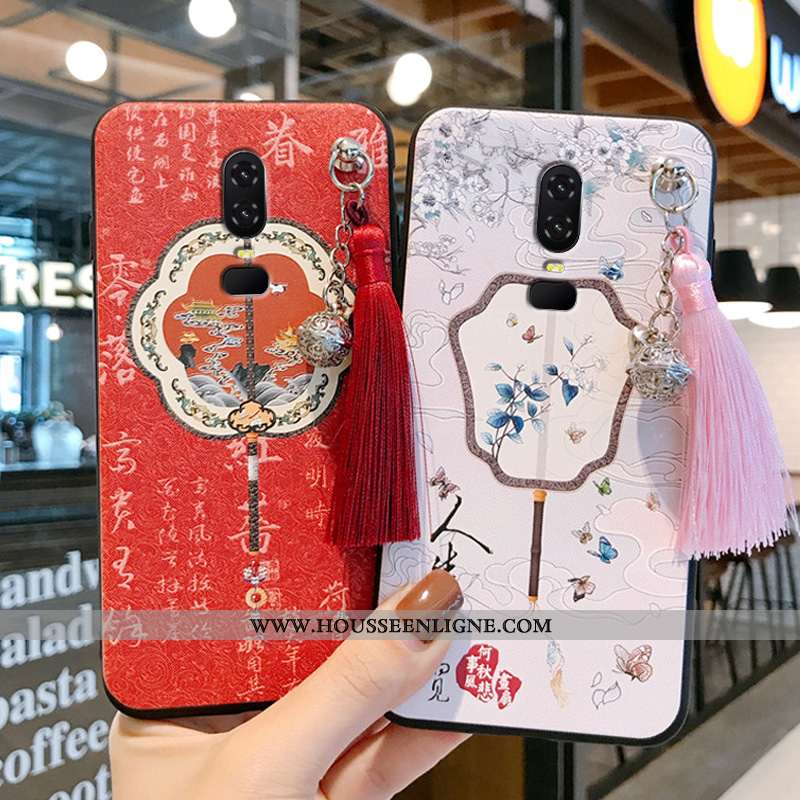 Coque Oneplus 6t Légère Fluide Doux Tout Compris Net Rouge Protection À Franges Téléphone Portable R