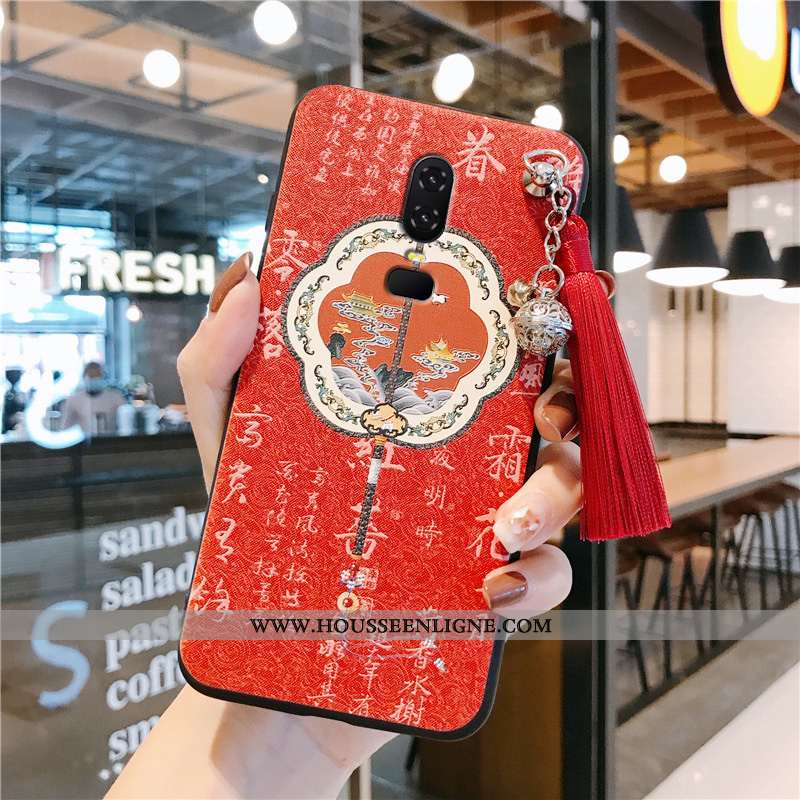 Coque Oneplus 6t Légère Fluide Doux Tout Compris Net Rouge Protection À Franges Téléphone Portable R