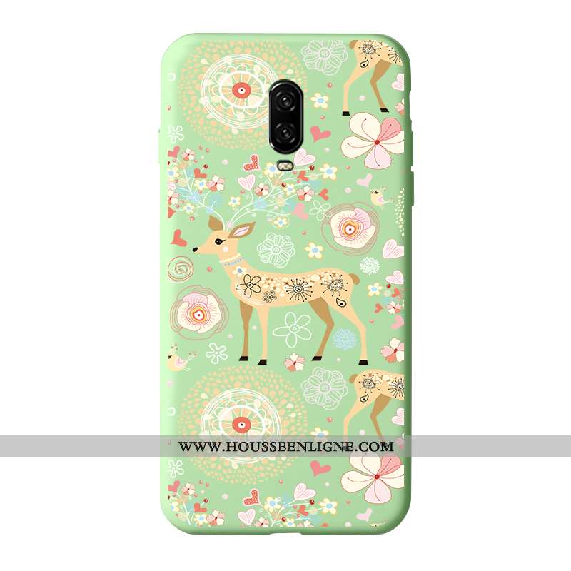 Coque Oneplus 6t Protection Créatif Fluide Doux Étui Incassable Silicone Mode Verte