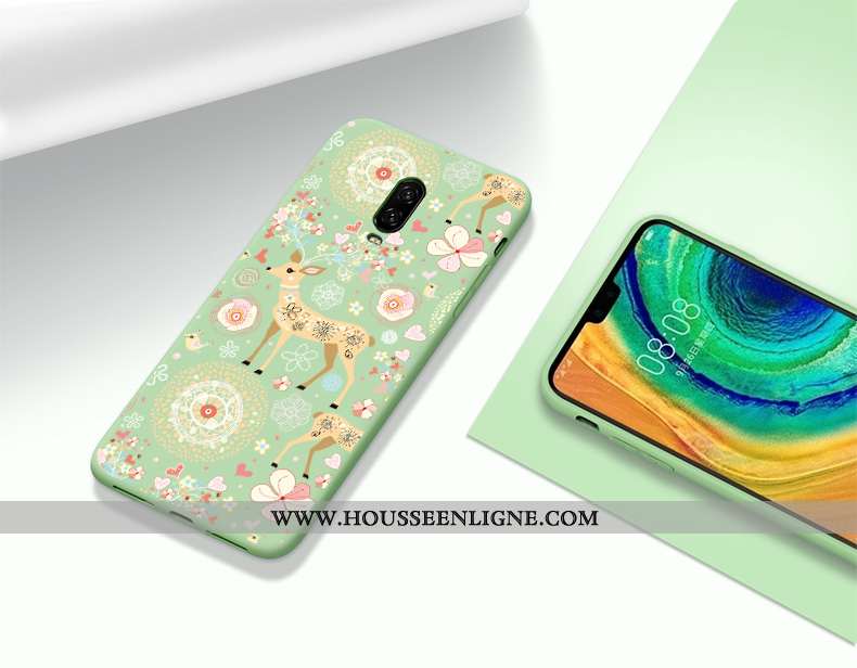 Coque Oneplus 6t Protection Créatif Fluide Doux Étui Incassable Silicone Mode Verte
