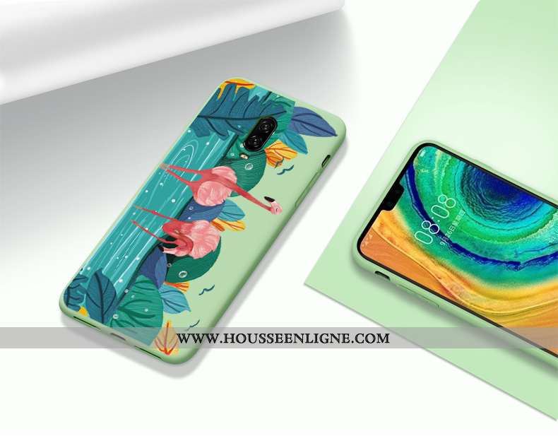 Coque Oneplus 6t Protection Créatif Fluide Doux Étui Incassable Silicone Mode Verte
