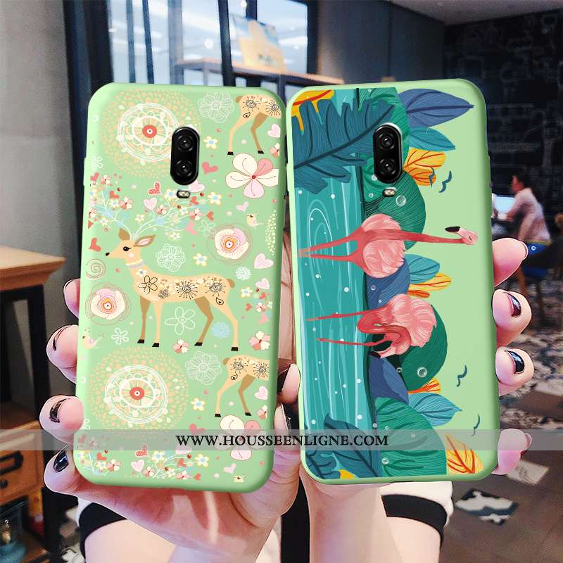 Coque Oneplus 6t Protection Créatif Fluide Doux Étui Incassable Silicone Mode Verte