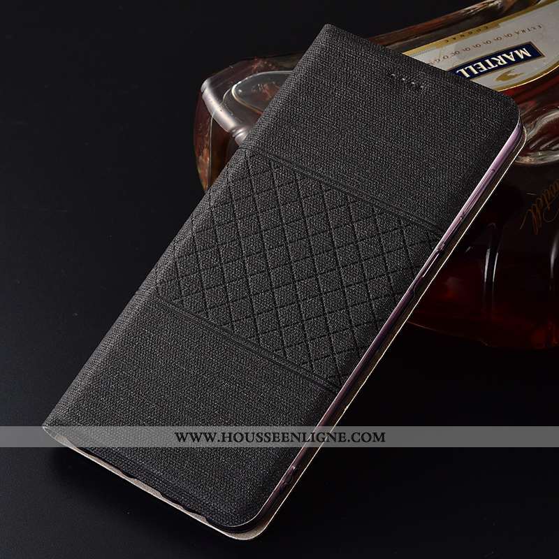 Coque Oneplus 6t Protection Cuir Lin Étui Plaid Tout Compris Rose